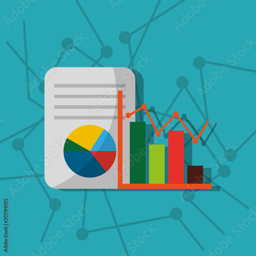 financial document bar graph statistics report vector illustration