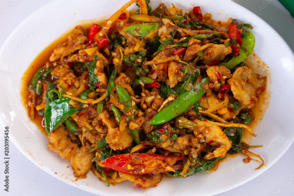 Crocodile meat with spicy. Crocodile meat with spicy.