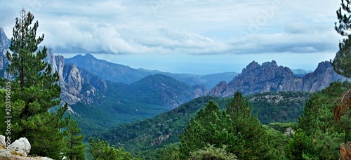 Corsica-panoramic outlook from pass Col de Bavella