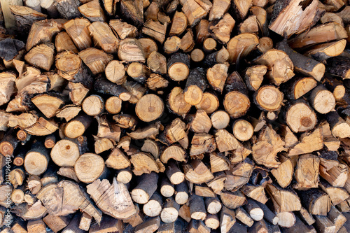 Firewood stacked  background  texture