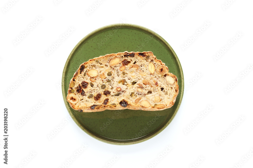 Slice of healthy bread on white background Slice of healthy bread on white background