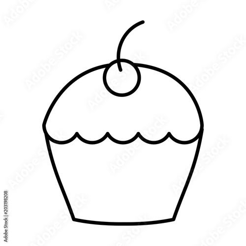 delicious cup cake with cherry icon vector illustration design