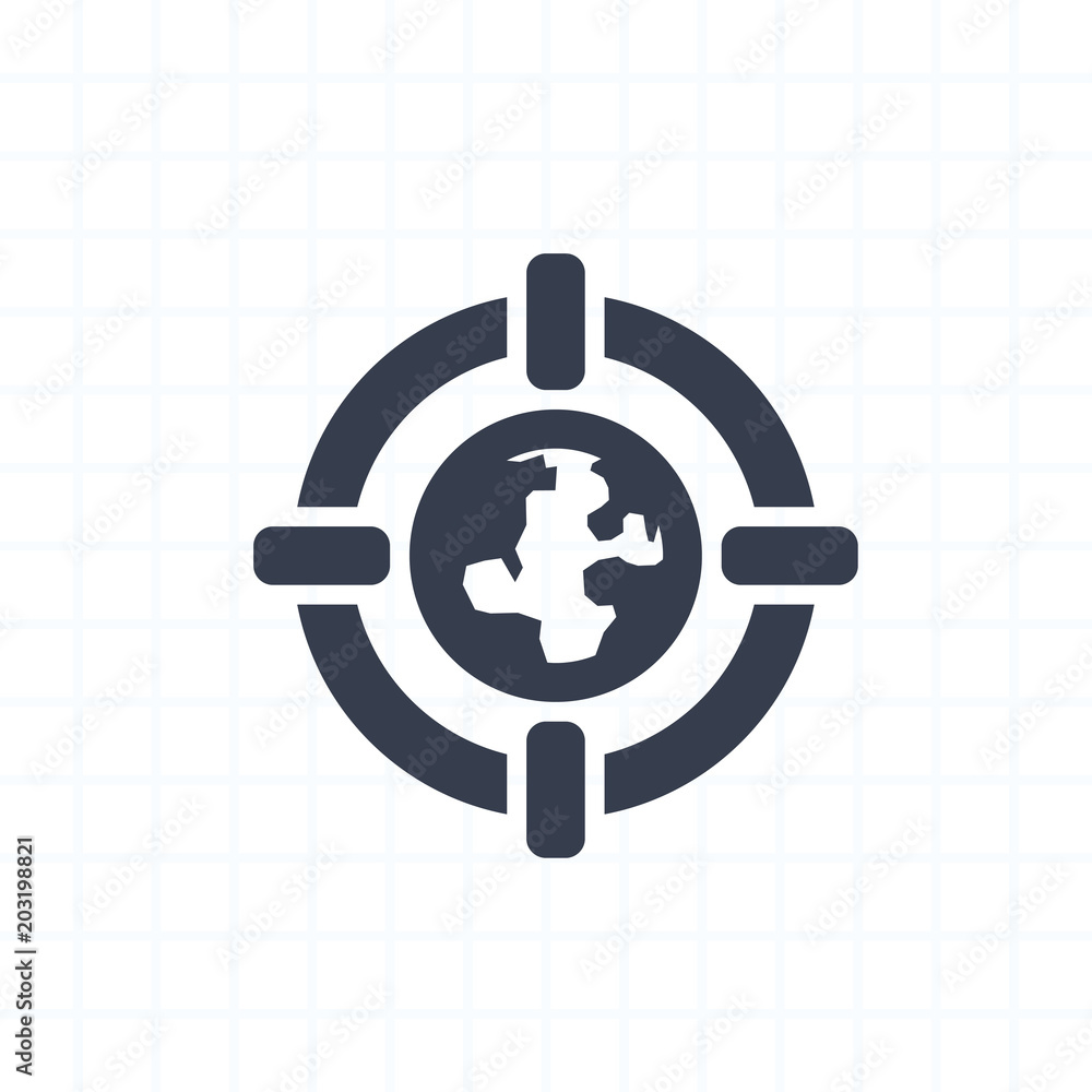 Target On Globe - Segment Icons. A professional, pixel-perfect icon. Target On Globe - Segment Icons. A professional, pixel-perfect icon.