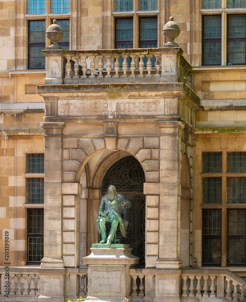 Antwerp, Belgium - Mai 1,2018: Statue of Hendrik Consience at the conscience square Antwerp
