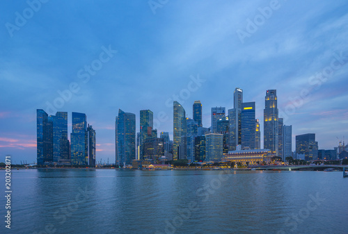 Singapore city skyline at night in Singapore