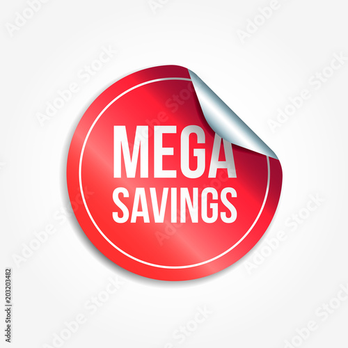 Mega Savings Shopping Vector Sticker
