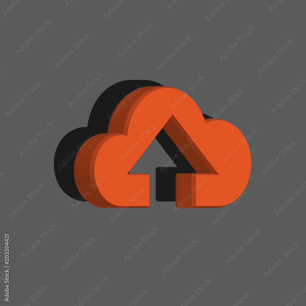 A cloud icon on a gray background in 3d format. vector illustration A cloud icon on a gray background in 3d format. vector illustration