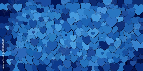 Abstract background with blue hearts - Illustration, 
Various shades of blue hearts background