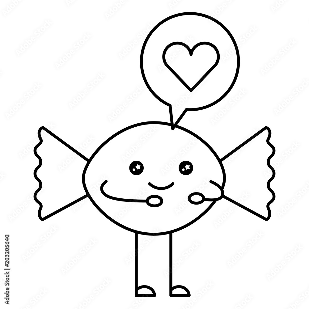 cute candy with speech bubble and heart kawaii character vector illustration design cute candy with speech bubble and heart kawaii character vector illustration design