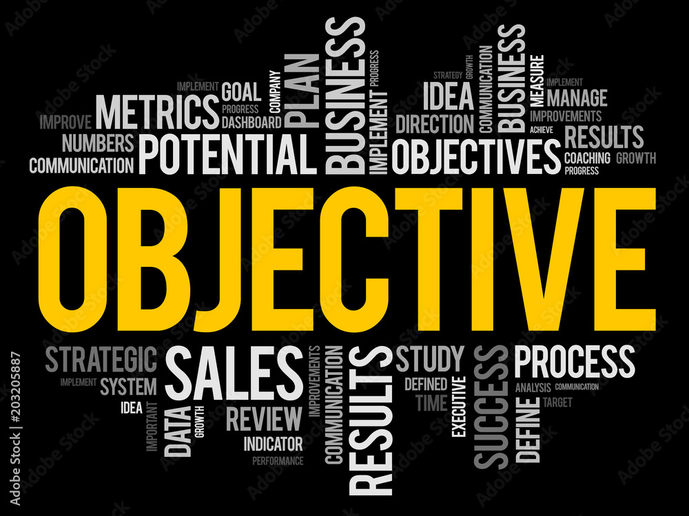 Objective word cloud collage, business concept background