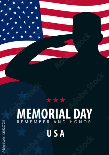 Memorial Day. Remember and Honor. USA. American Flag