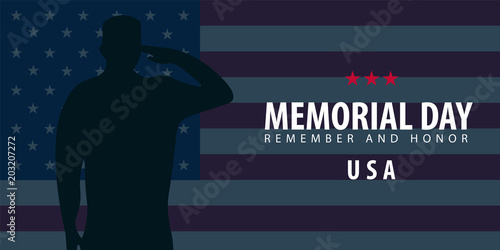 Memorial Day. Remember and Honor. USA. American Flag