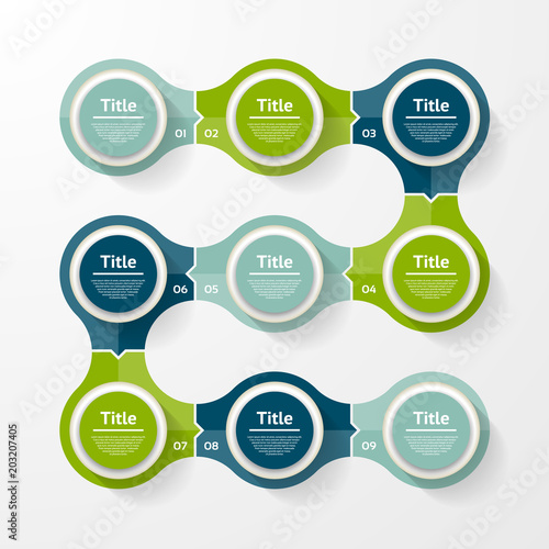 Vector infographic template for diagram, graph, presentation and chart. Business concept with 9 options, parts, steps or processes