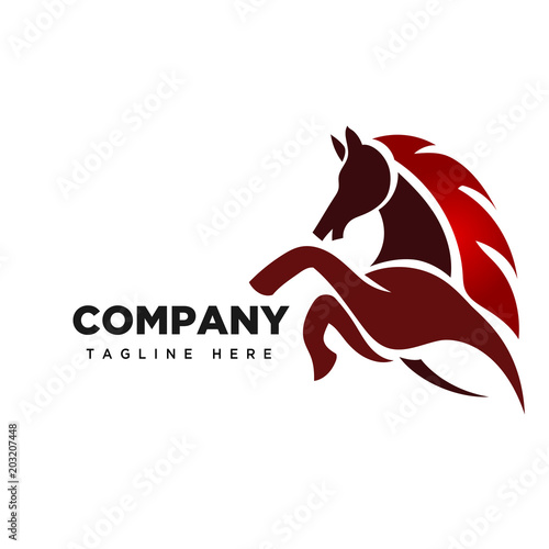fire elegant Jumping horse logo