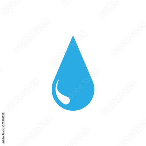Water drop icon. Vector illustration, flat design. Blue on white background.