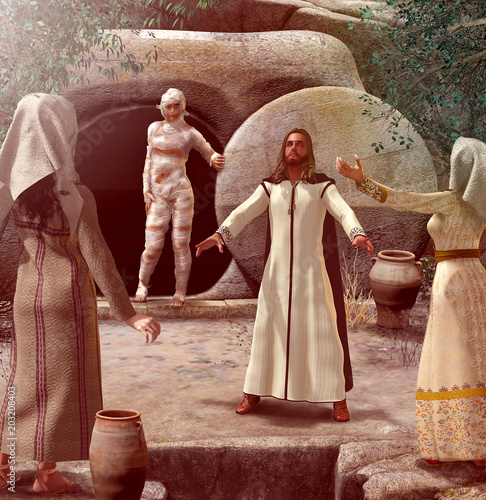 Jesus raises Lazarus from the dead photo