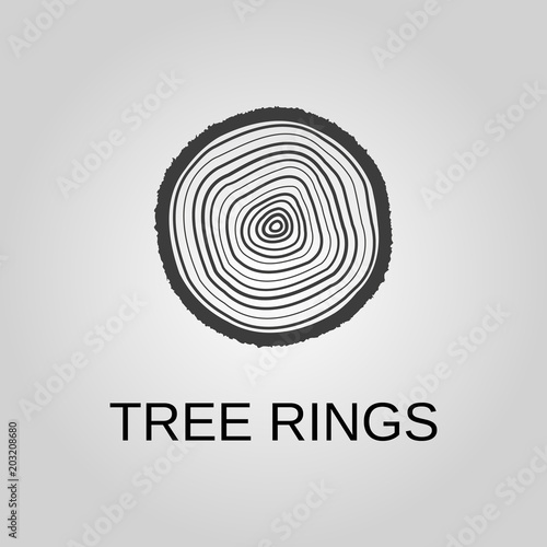 Tree rings icon. Tree rings symbol. Flat design. Stock - Vector illustration