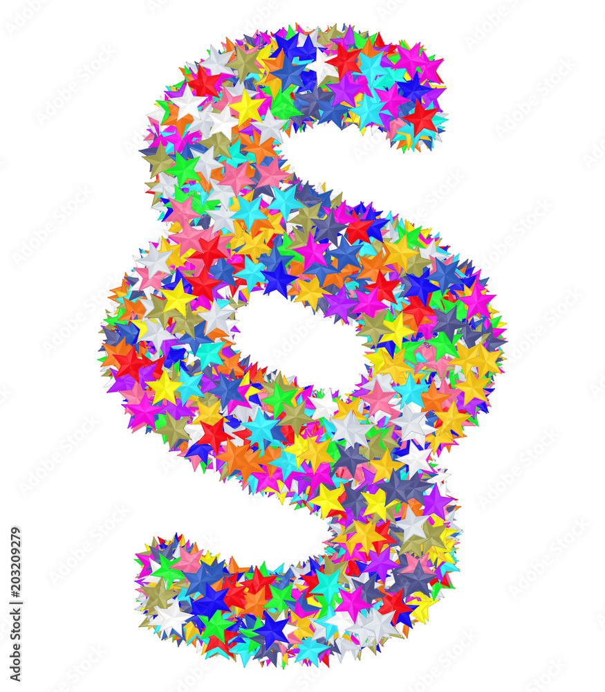 Alphabet symbol section sign composed of colorful stars Alphabet symbol section sign composed of colorful stars
