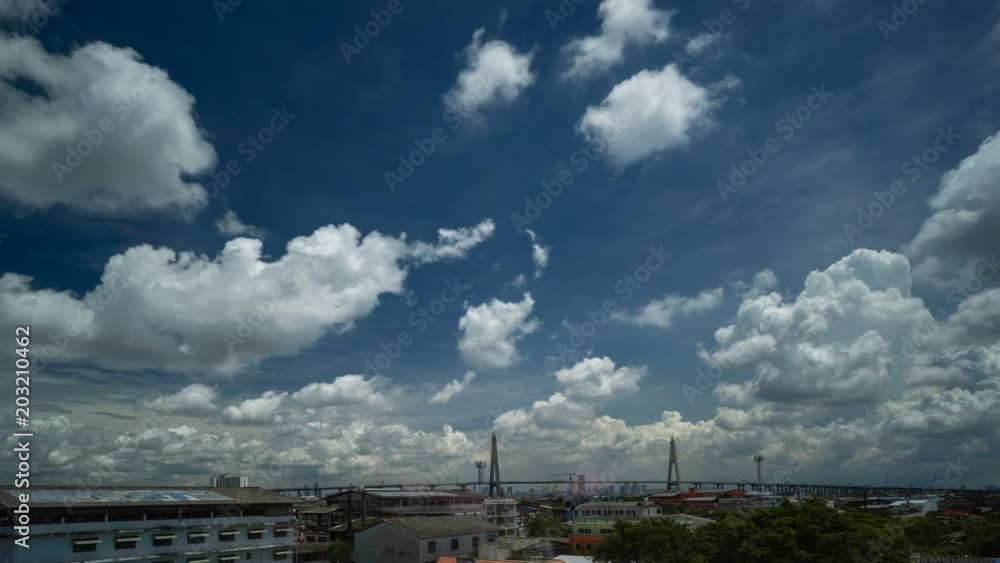 Time lapse of blue sky with clouds over Bangkok city
Time lapse of blue sky with clouds over Bangkok city