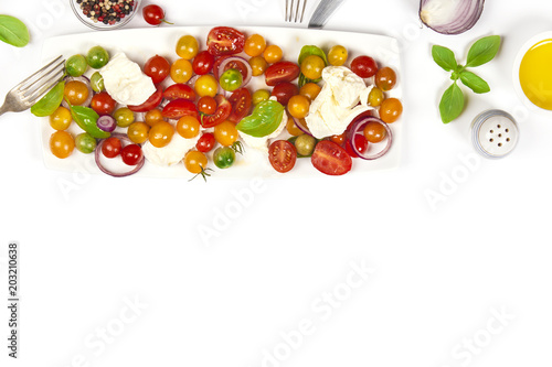 Caprese salad on white background