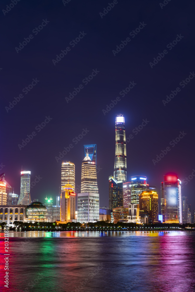 The skyline of urban architectural landscape in Lujiazui, Shanghai