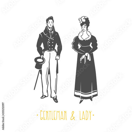Vintage lady and gentleman style  illustration.