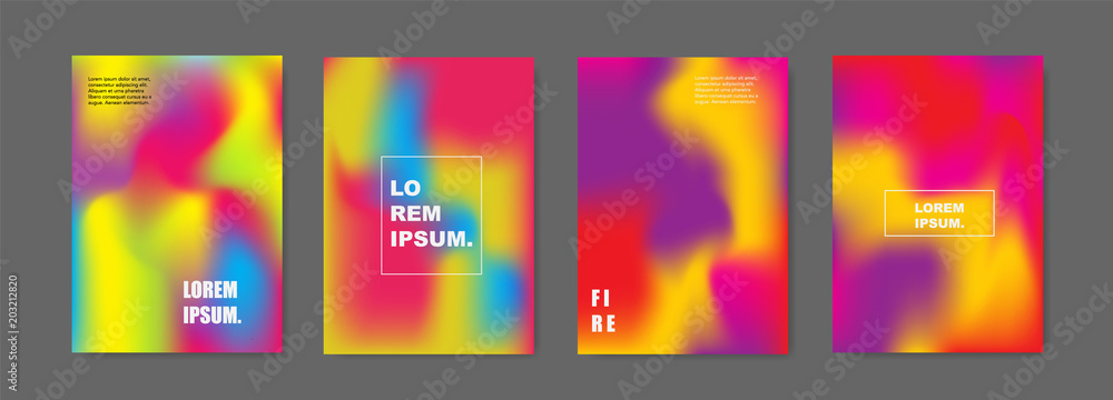 Fototapeta premium Modern abstract covers set. Colorful blending and blur background
