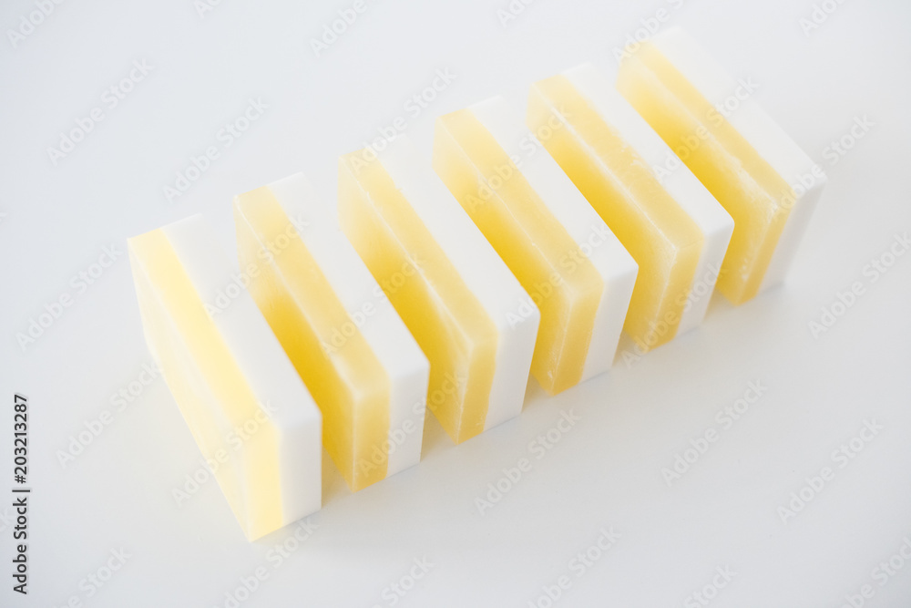 Yellow and white handmade soap bars Yellow and white handmade soap bars