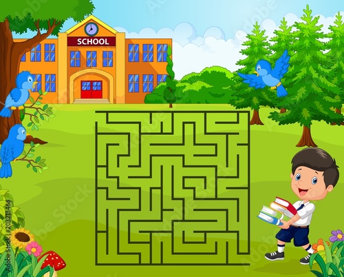 help the boy to find his school, maze game
