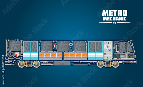 Subway train parts icon for metro mechanic concept
