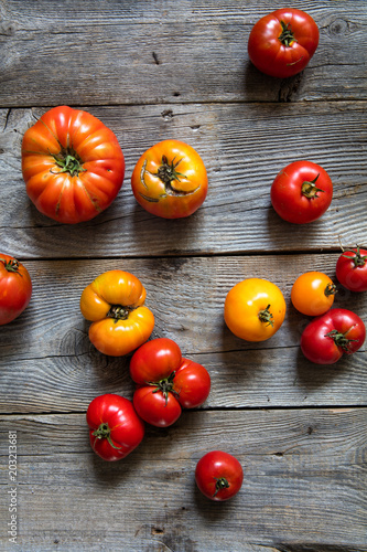 variety of rustic and beefsteak tomatoes for organic mediterranean vegetables