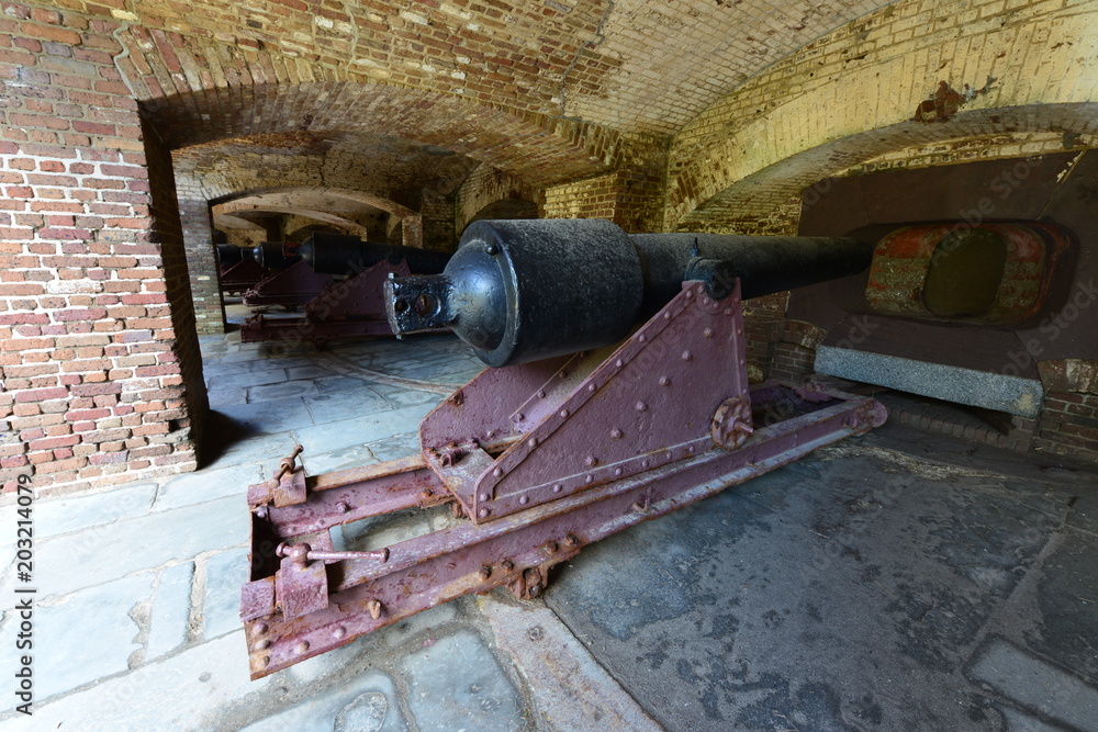 Heavy Cannon at an American Civil war coastal defence in Charleston Harbour, South Carolina.
Heavy Cannon at an American Civil war coastal defence in Charleston Harbour, South Carolina.