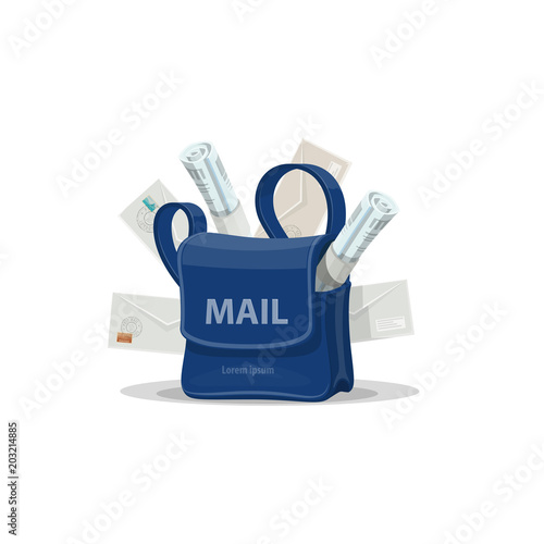 Mail bag of postman with letter envelope icon