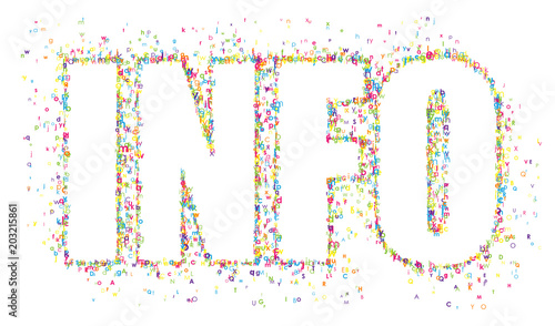 "INFO" composed of tiny letters