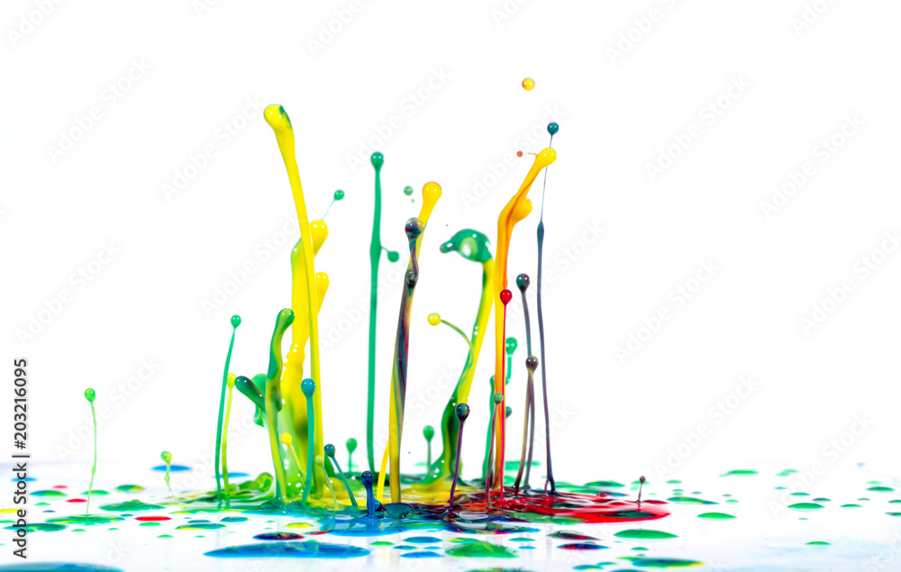 Splash of color ink on white background