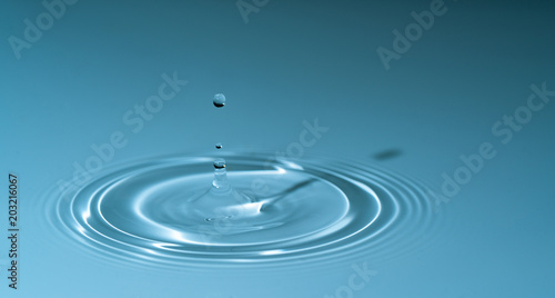 splash drop of water on blue background