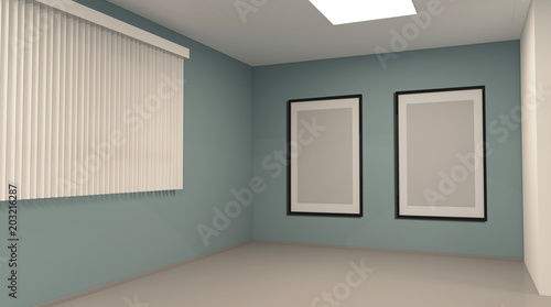 Modern blank room. 3D rendering.. Empty paintings