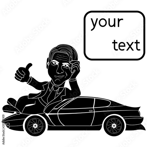 Happy man lying on a car