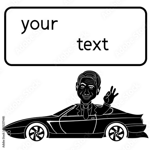 Happy man sitting in nice car