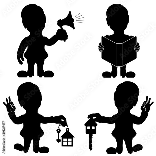 Set of four man various situations