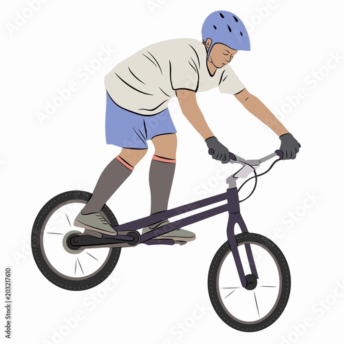 illustration of a cyclist - biketrial , vector draw