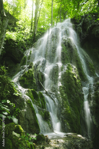 Fototapeta Naklejka Na Ścianę i Meble -  natural waterfall in forest landscape