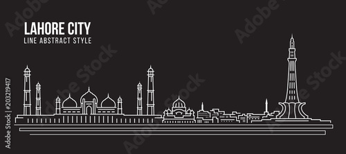 Cityscape Building Line art Vector Illustration design - Lahore city photo