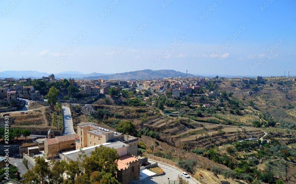 View of Mazzarino from the Medieval Castle, Caltanissetta, Sicily, Italy, Europe