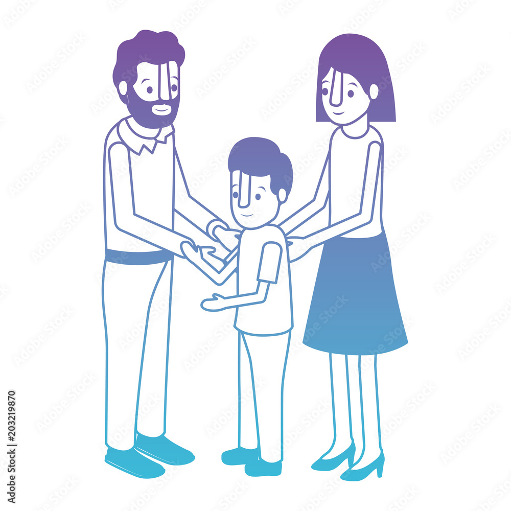 parents couple with son isometric characters vector illustration design parents couple with son isometric characters vector illustration design