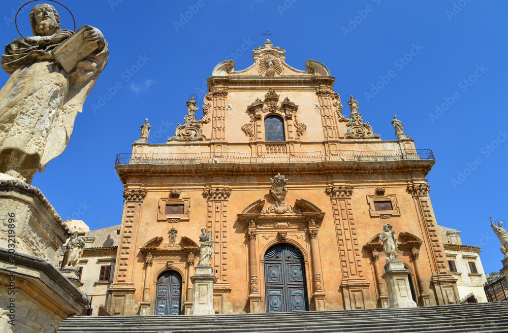 Duomo of San Pietro Facade, Modica, Ragusa, Sicily, Italy, Europe