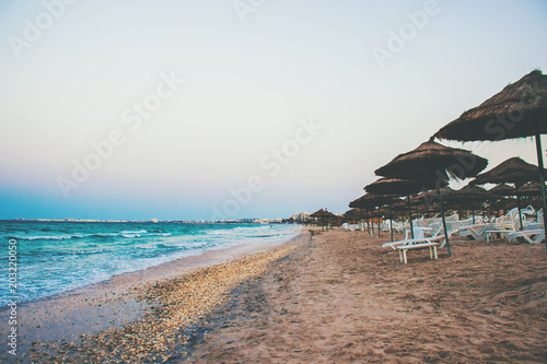 Fototapeta Naklejka Na Ścianę i Meble -  The Mediterranean Sea, the beach. Tunisia Mahdia. 