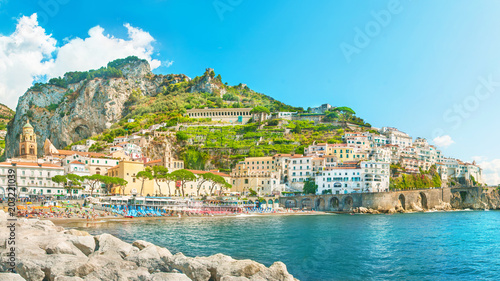 panoramic view of beautiful european coastal town