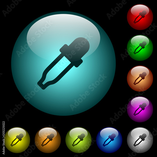 Color picker icons in color illuminated glass buttons