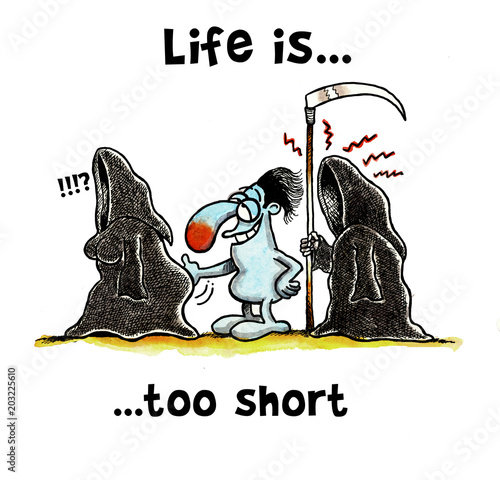 Man is touching the bottom of the wife grim reaper